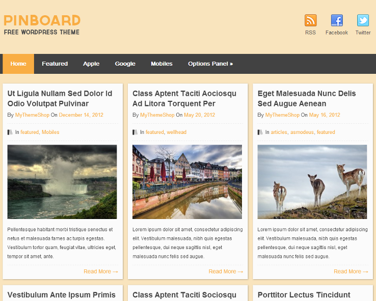 Pinboard - Template grátis para WordPress